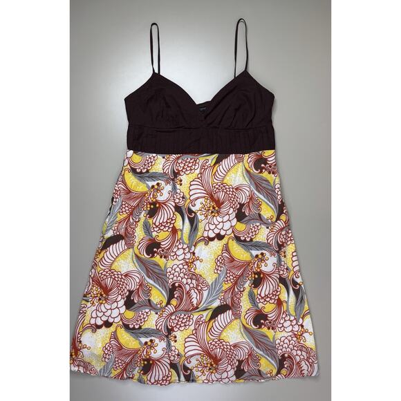 VTG 90s Y2K Intrigue Babydoll Dress Womens 10 Brown Floral Retro Geo Made In USA - Picture 6 of 15